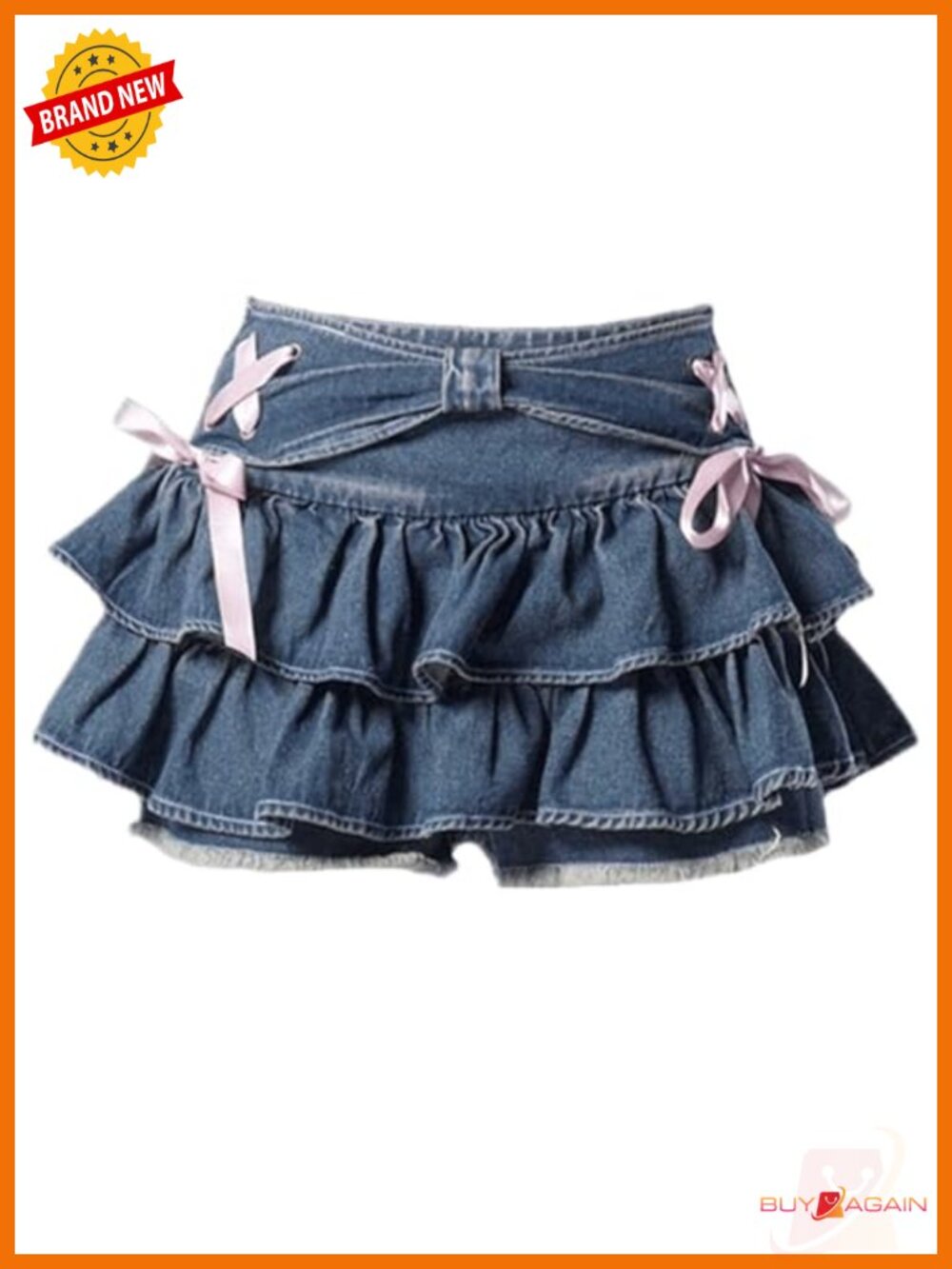 Adjustable Waist Low Rise Pleated Mini Denim Skirt Y2K